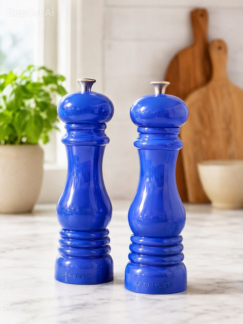 Le Creuset Cobalt Blue Ceramic Salt and Pepper Mills